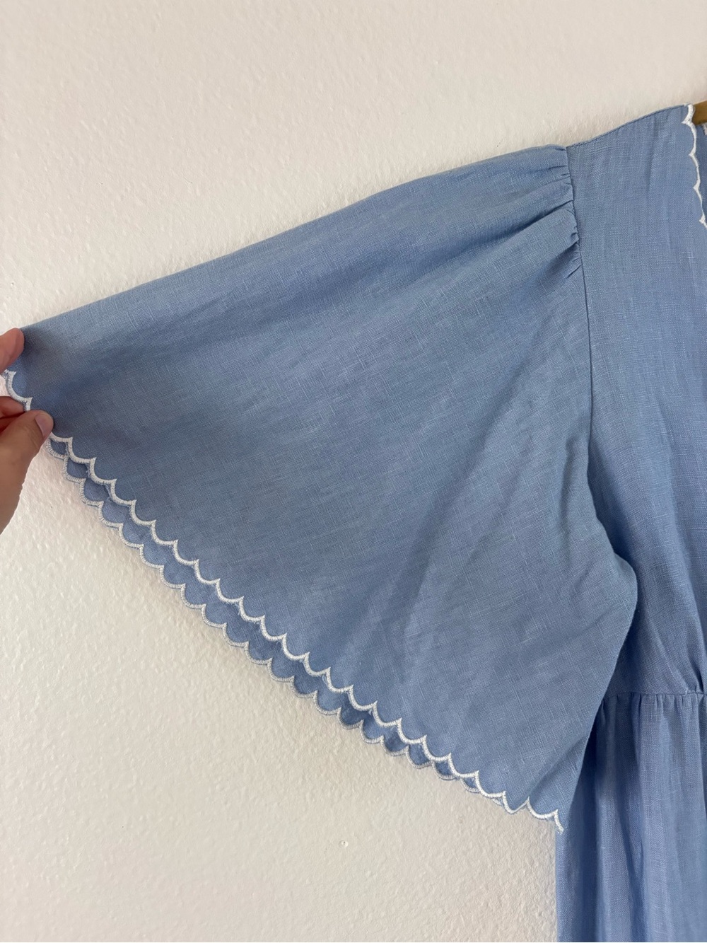 Tuckernuck Open Sky Embroidered Linen Britton Maxi Dress Scalloped Medium EUC - Picture 7 of 11
